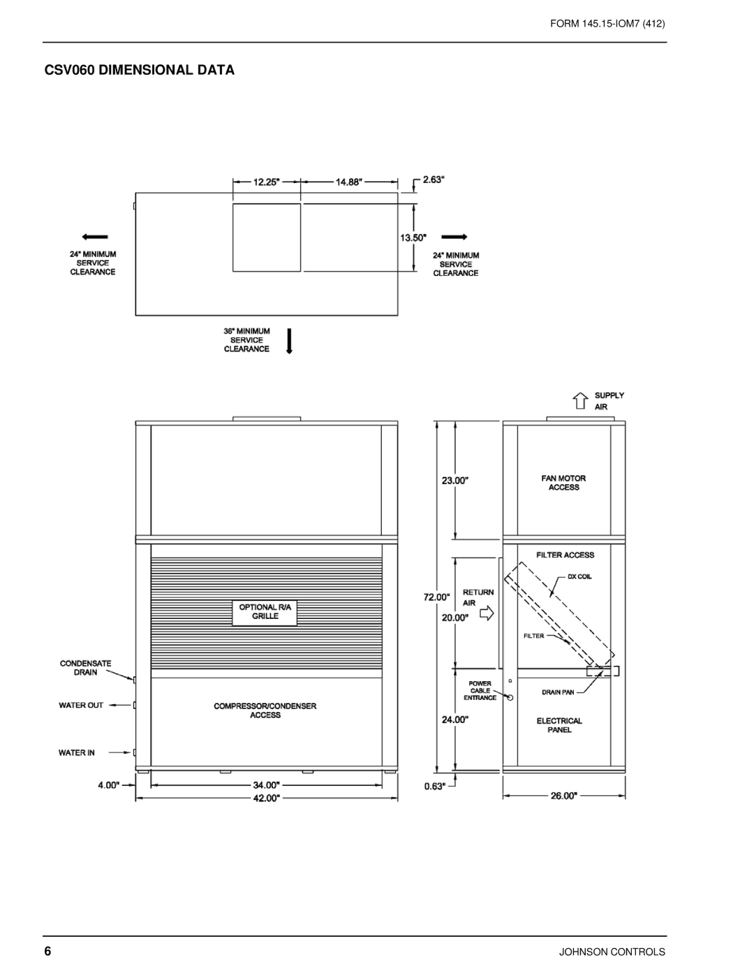 Johnson Controls CSV060B-240B installation instructions CSV060 Dimensional Data 