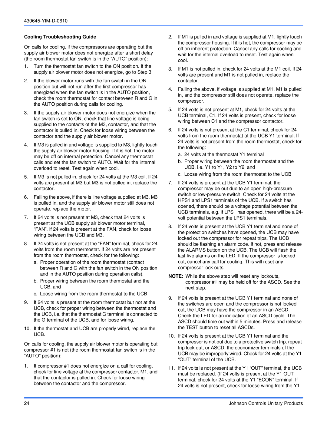 Johnson Controls PD 180 THRU 240, PC090 THRU 240 dimensions Cooling Troubleshooting Guide 