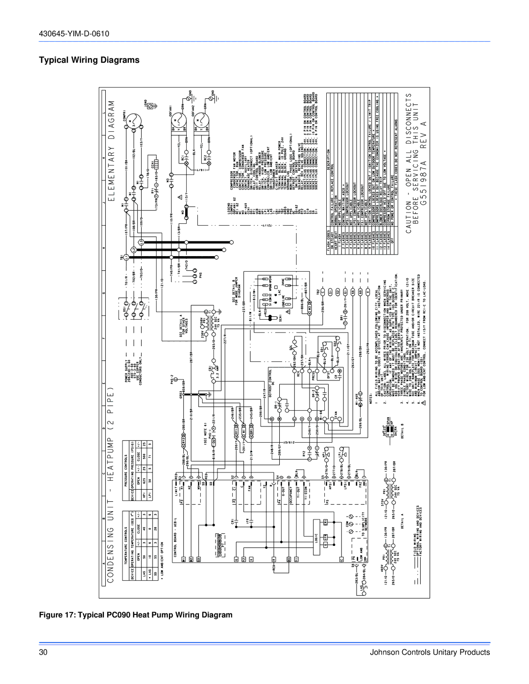 Johnson Controls PD 180 THRU 240, PC090 THRU 240 dimensions Typical Wiring Diagrams, Typical PC090 Heat Pump Wiring Diagram 