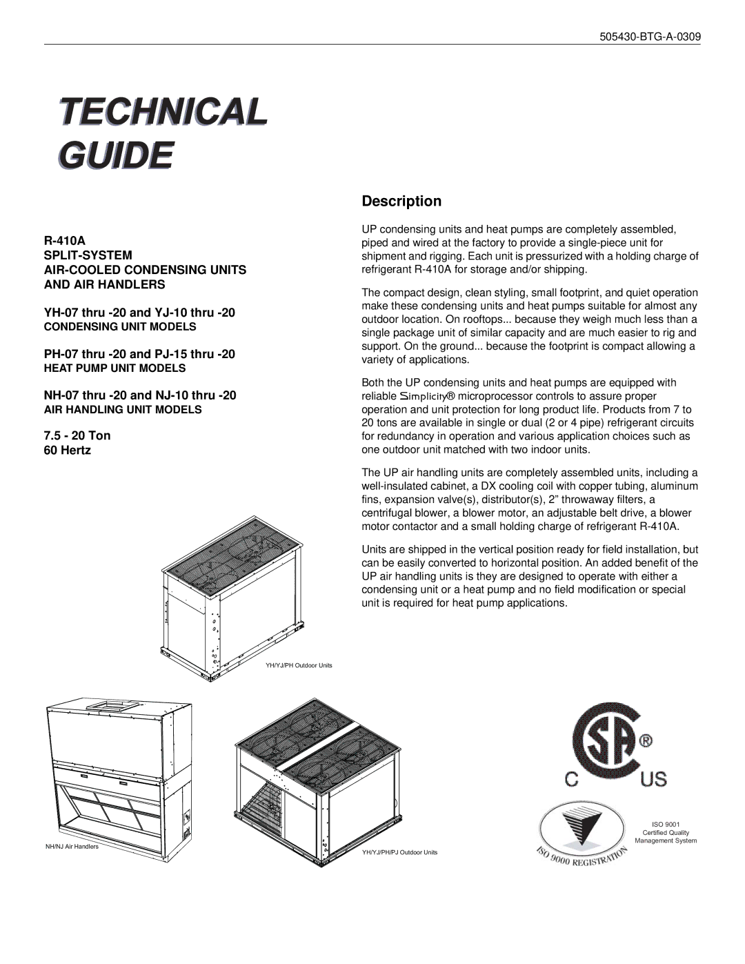 Johnson Controls R-410A manual Description 