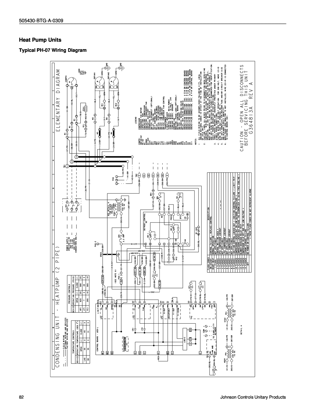 Johnson Controls R-410A manual Heat Pump Units, Typical PH-07Wiring Diagram 