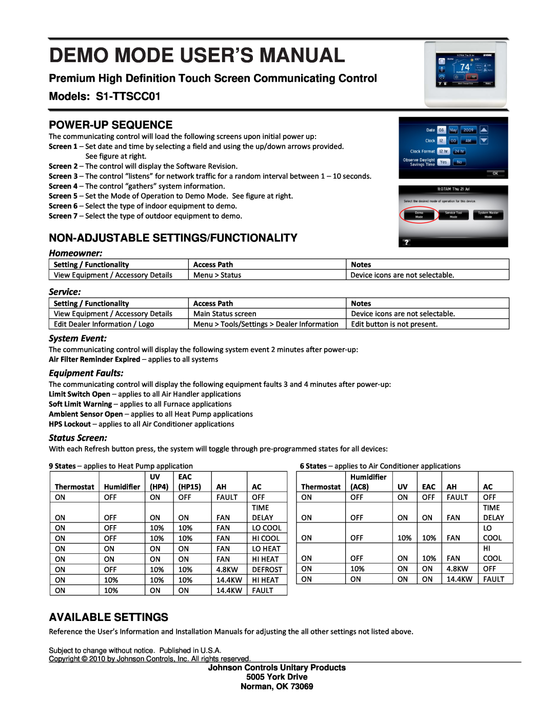 Johnson Controls S1-TTSCC01 appendix Need Assistance?, Table of Contents, Read and Save This Manual, Energy Saver 