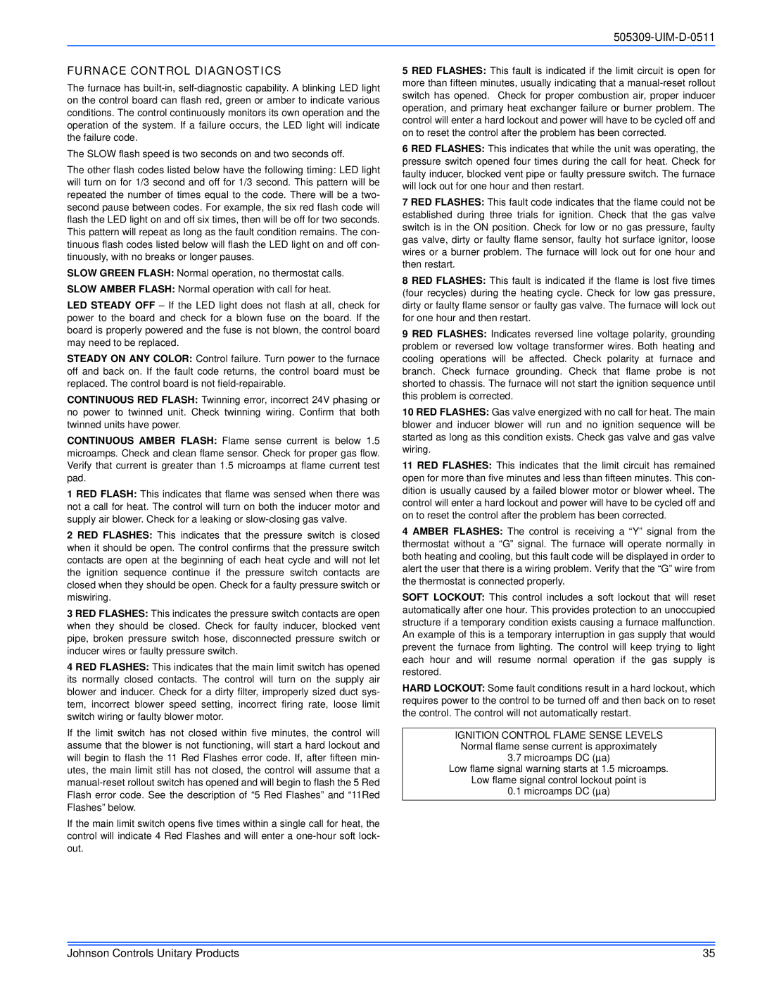 Johnson Controls TM9T*MP installation manual Furnace Control Diagnostics 