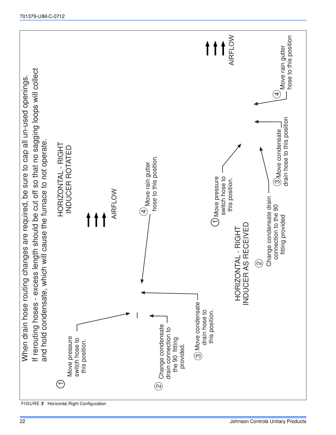 Johnson Controls TM9V*MP installation manual Horizontal Right Inducer AS Received, Right Configuration 