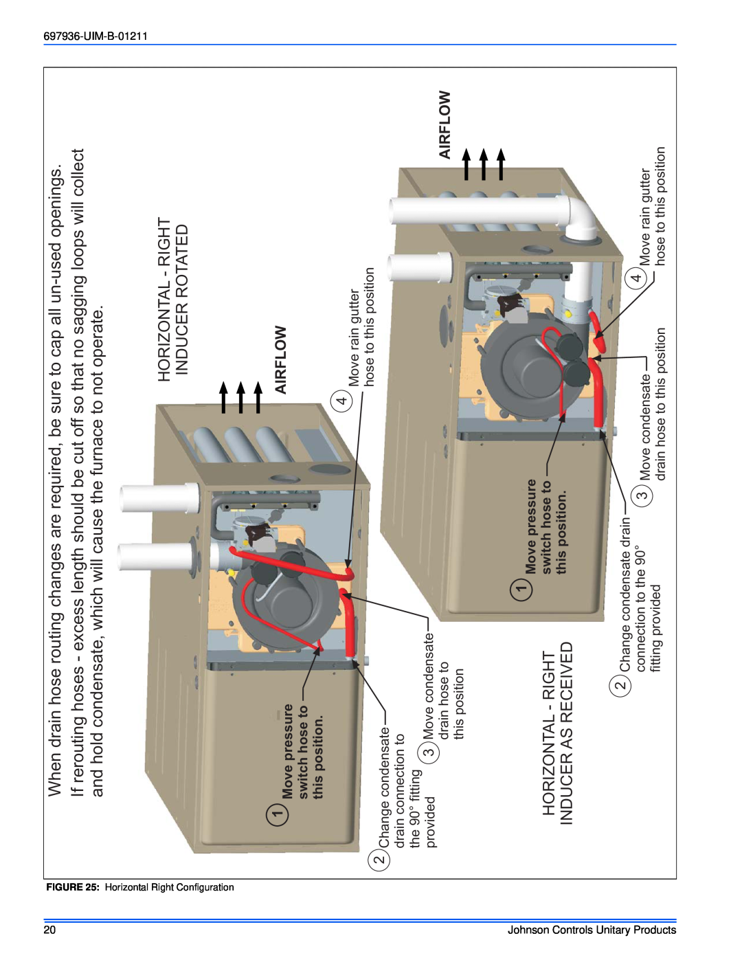 Johnson Controls TM9X*MP installation manual Horizontal - Right Inducer Rotated, Inducer As Received 