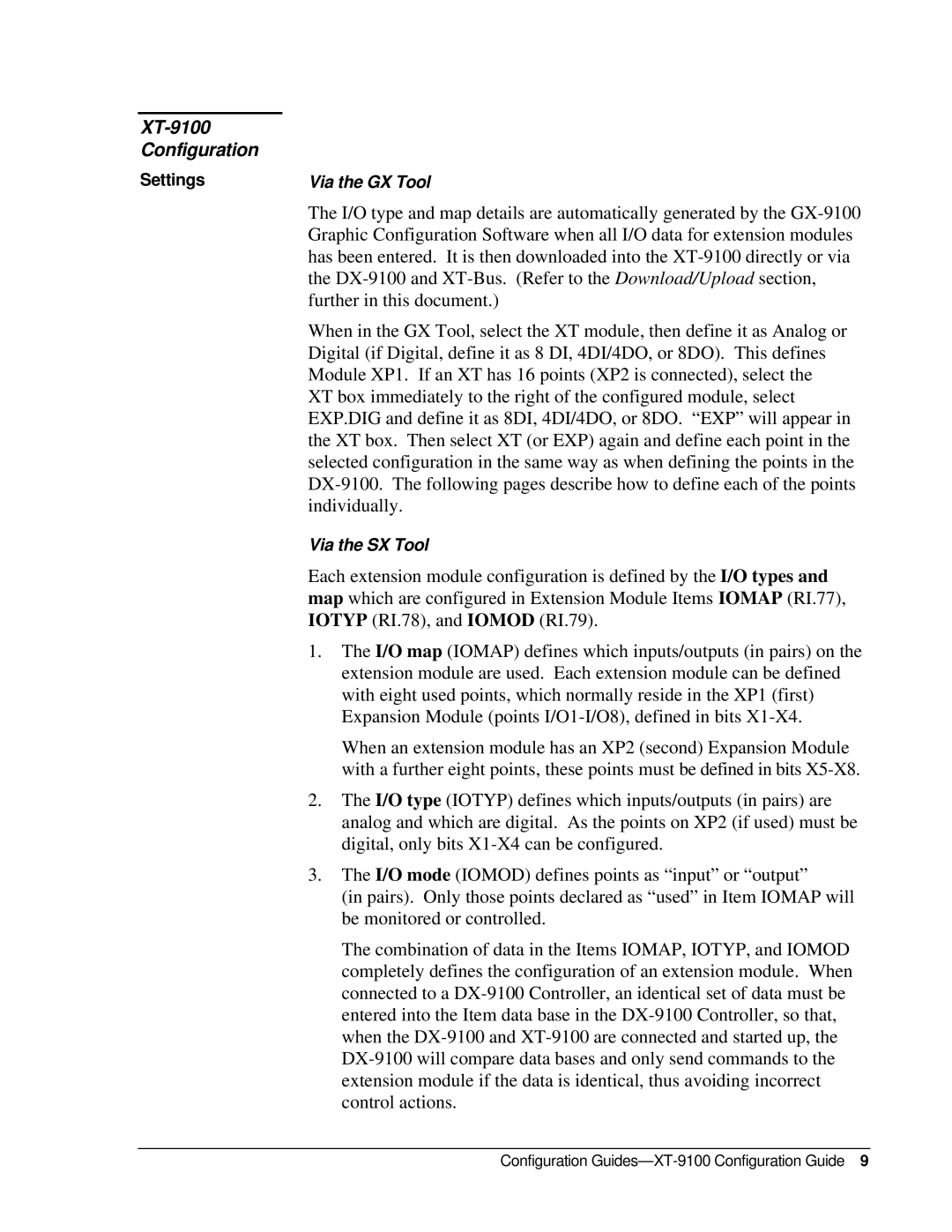 Johnson Controls XP-910x appendix XT-9100 Configuration 