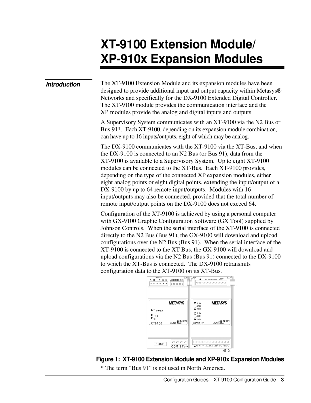Johnson Controls appendix XT-9100 Extension Module XP-910x Expansion Modules, Introduction 