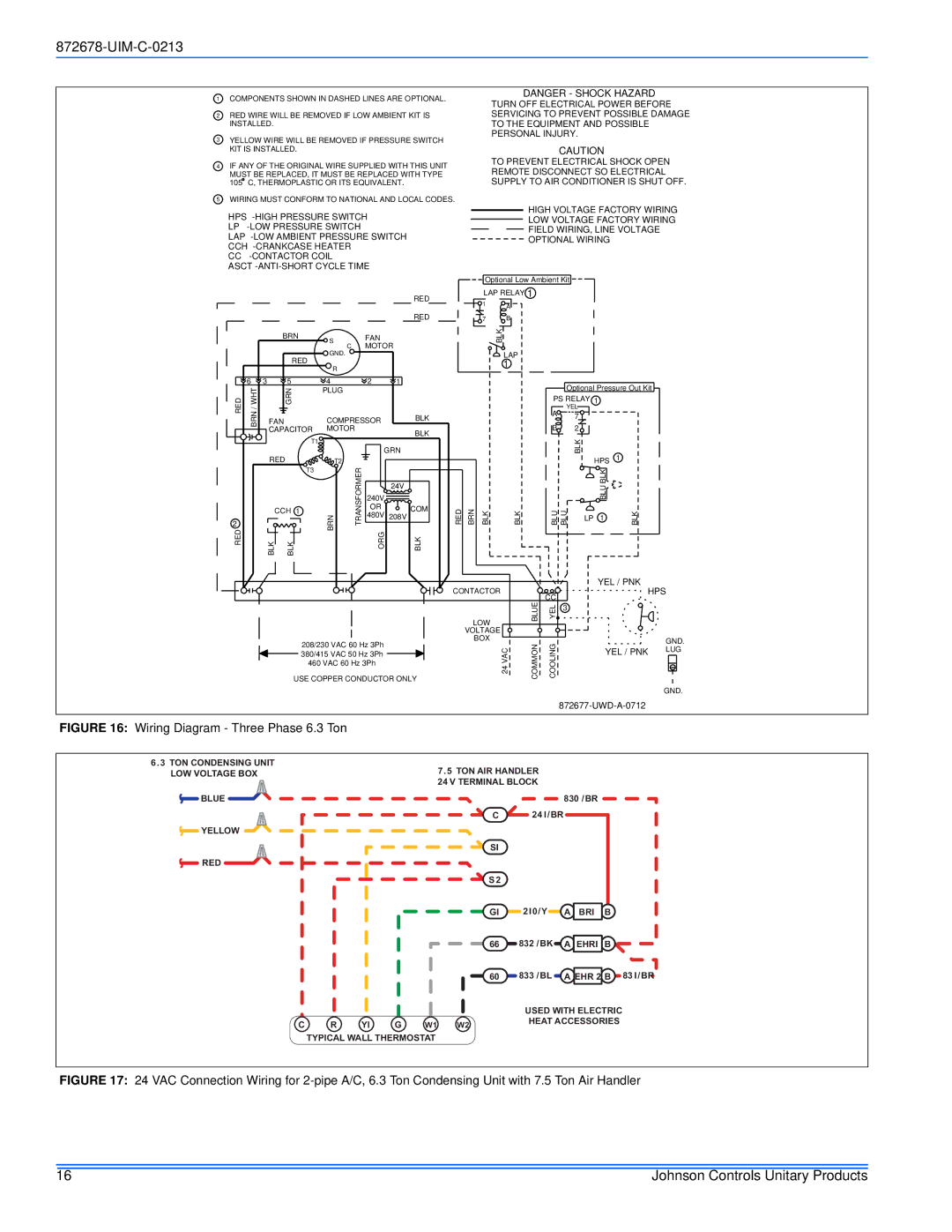 Johnson Controls 13 & 14.5 SEER - TCG(D, YCJ(D, TCJ(D, GCGD, F) SERIES installation manual Yellow RED 