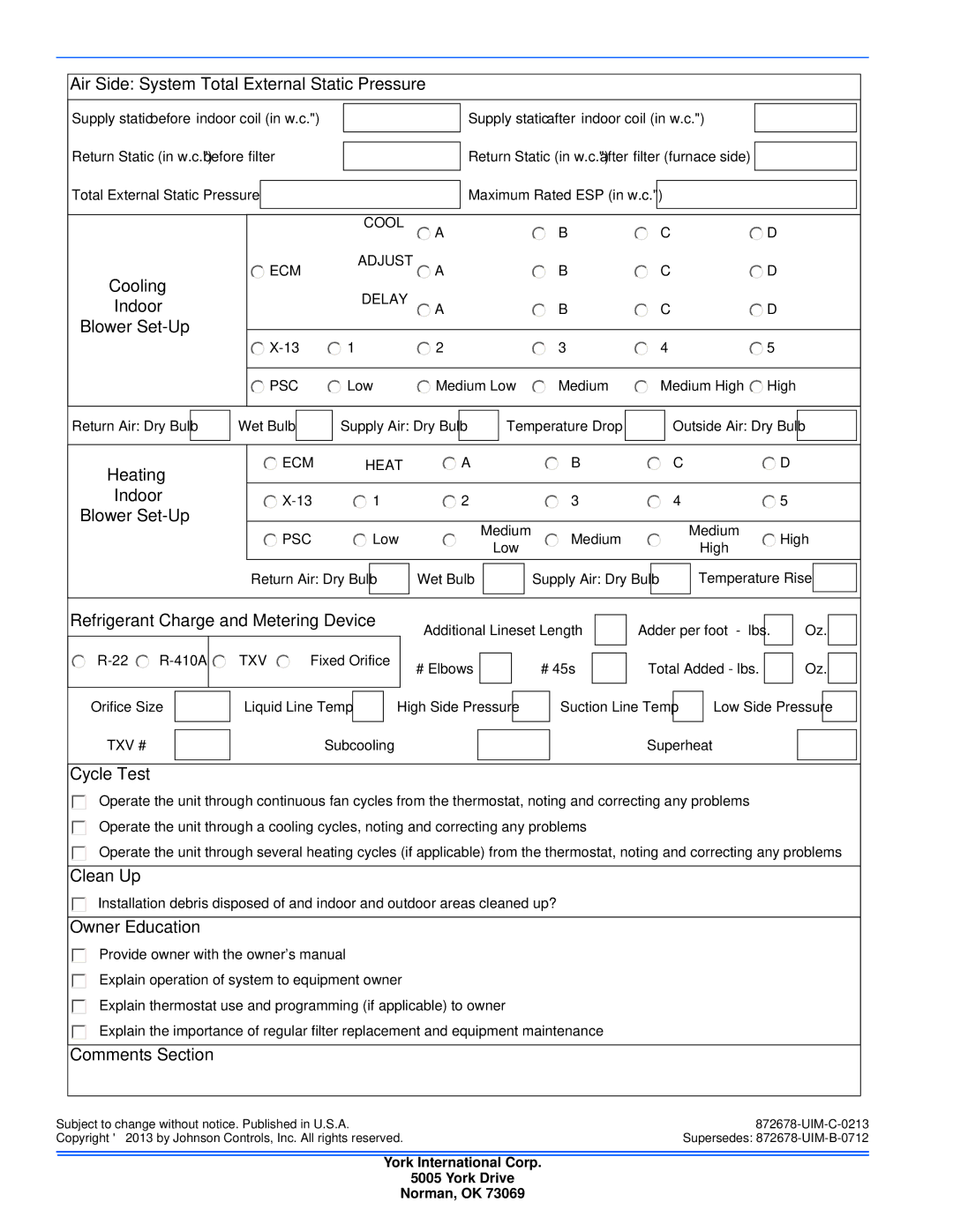 Johnson Controls YCJ(D, TCJ(D, GCGD, 13 & 14.5 SEER - TCG(D, F) SERIES installation manual Cool, Adjust 