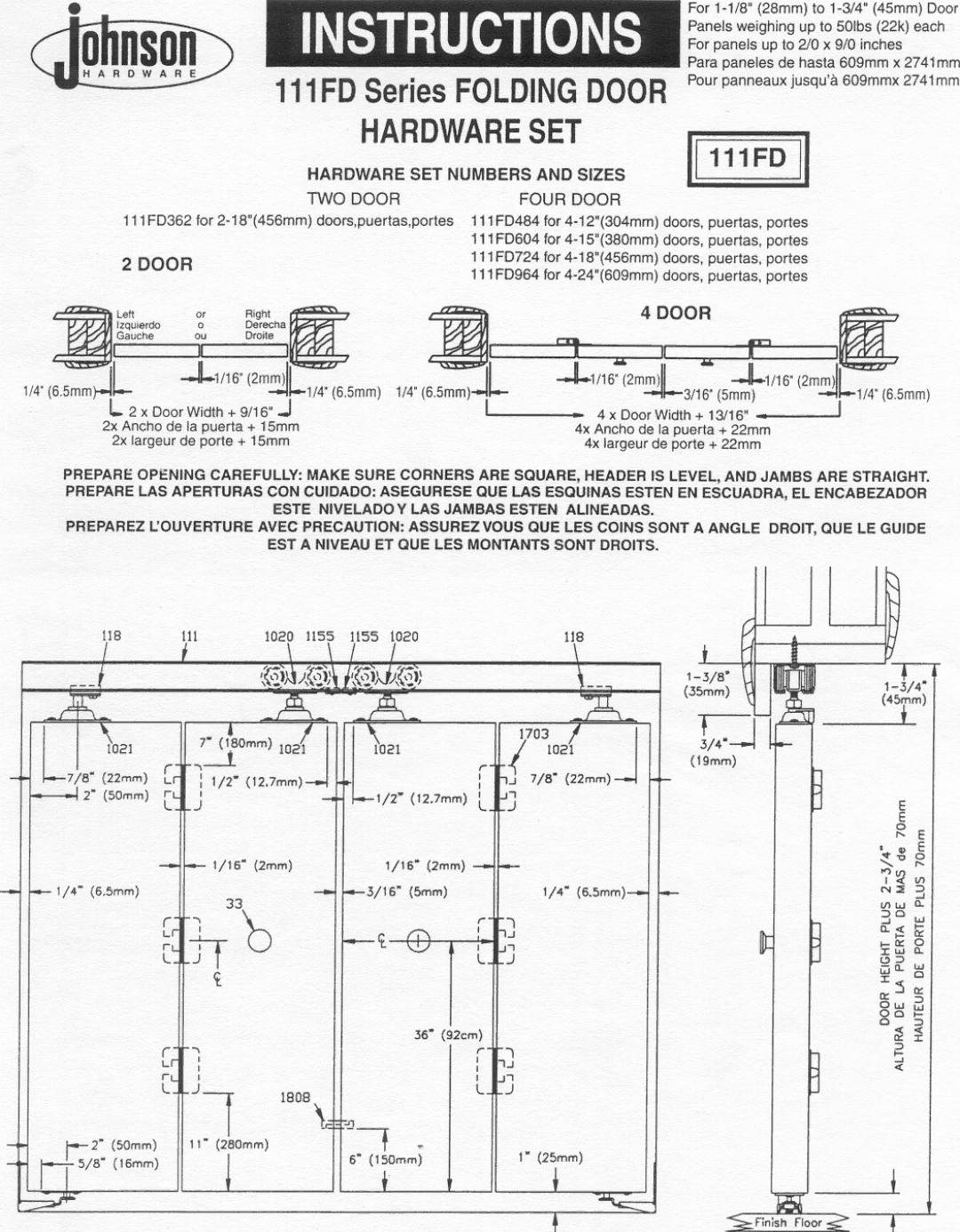 Johnson Hardware 111FD Series manual 