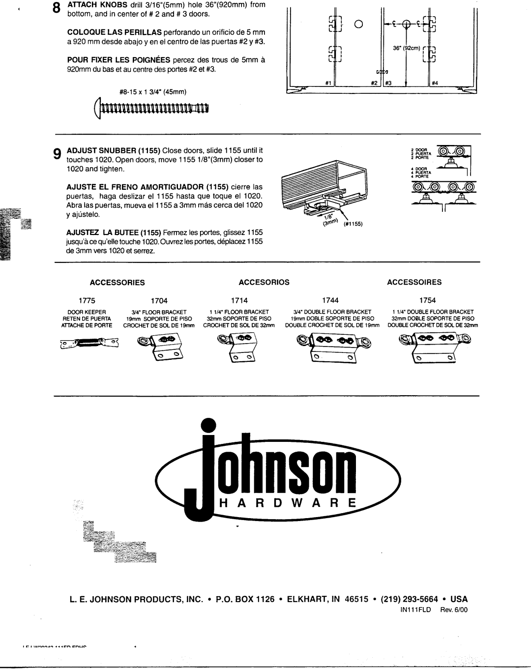 Johnson Hardware 111FD Series manual 