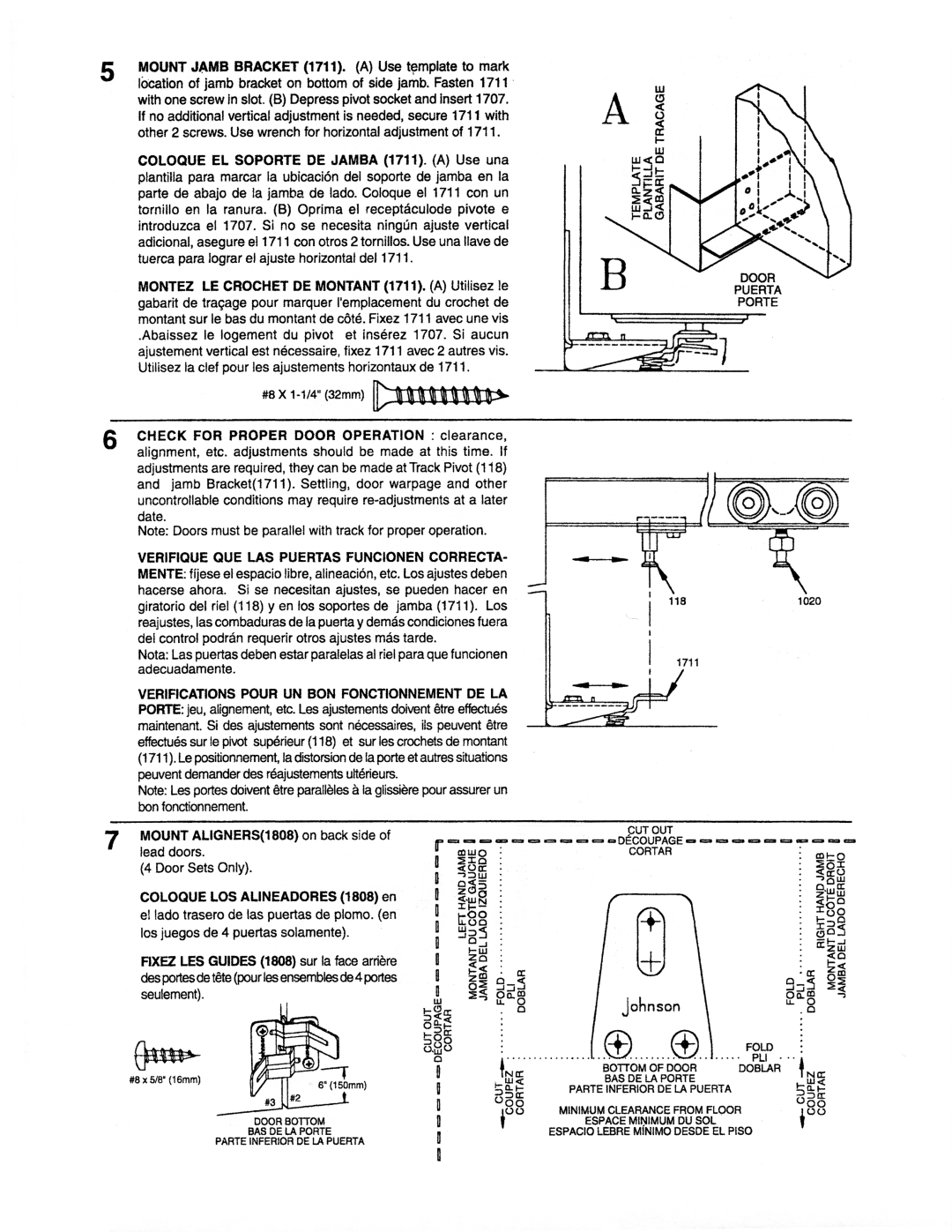 Johnson Hardware 111FD604, 111FD724, 111FD484, 111FD964, 111FD362 manual 