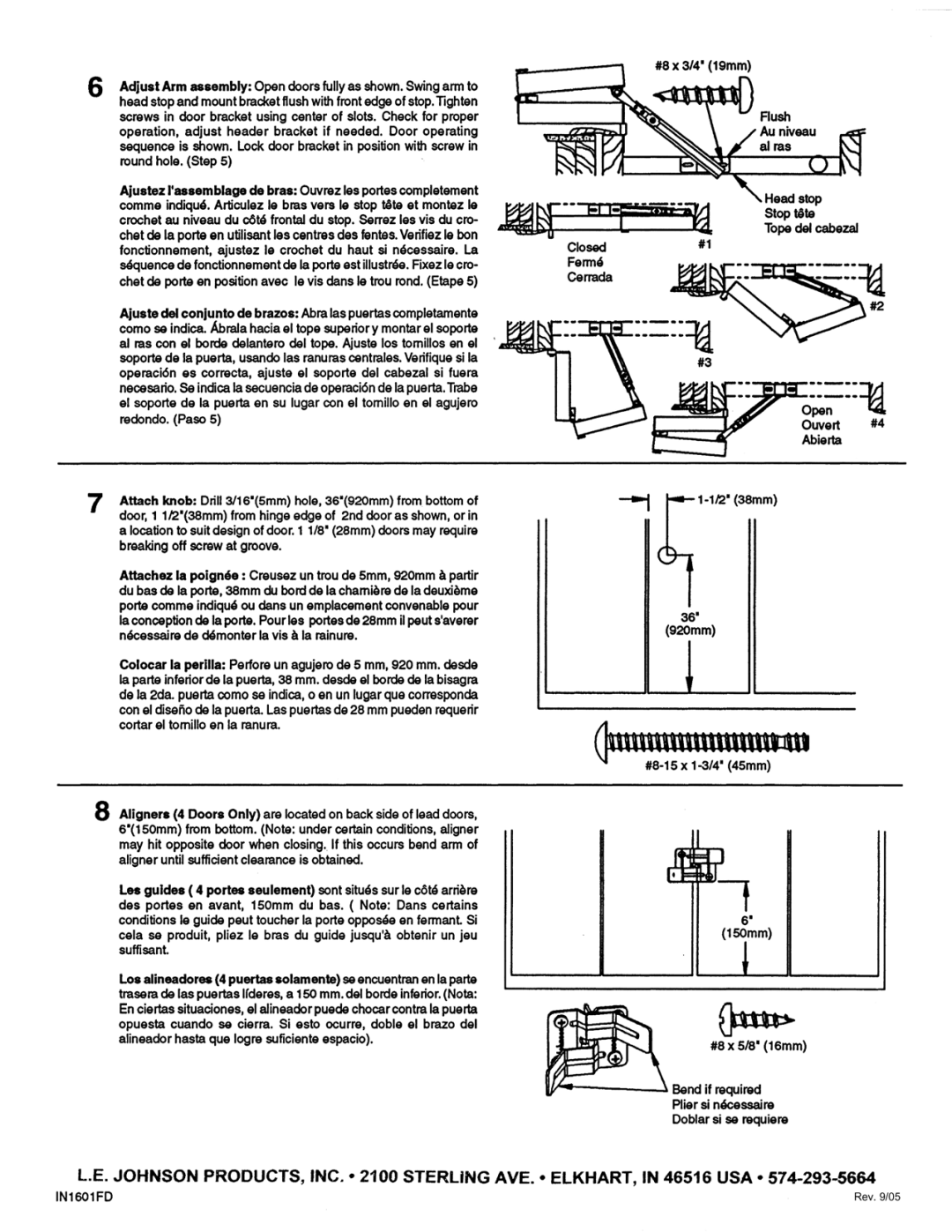 Johnson Hardware 1601 SERIES manual 