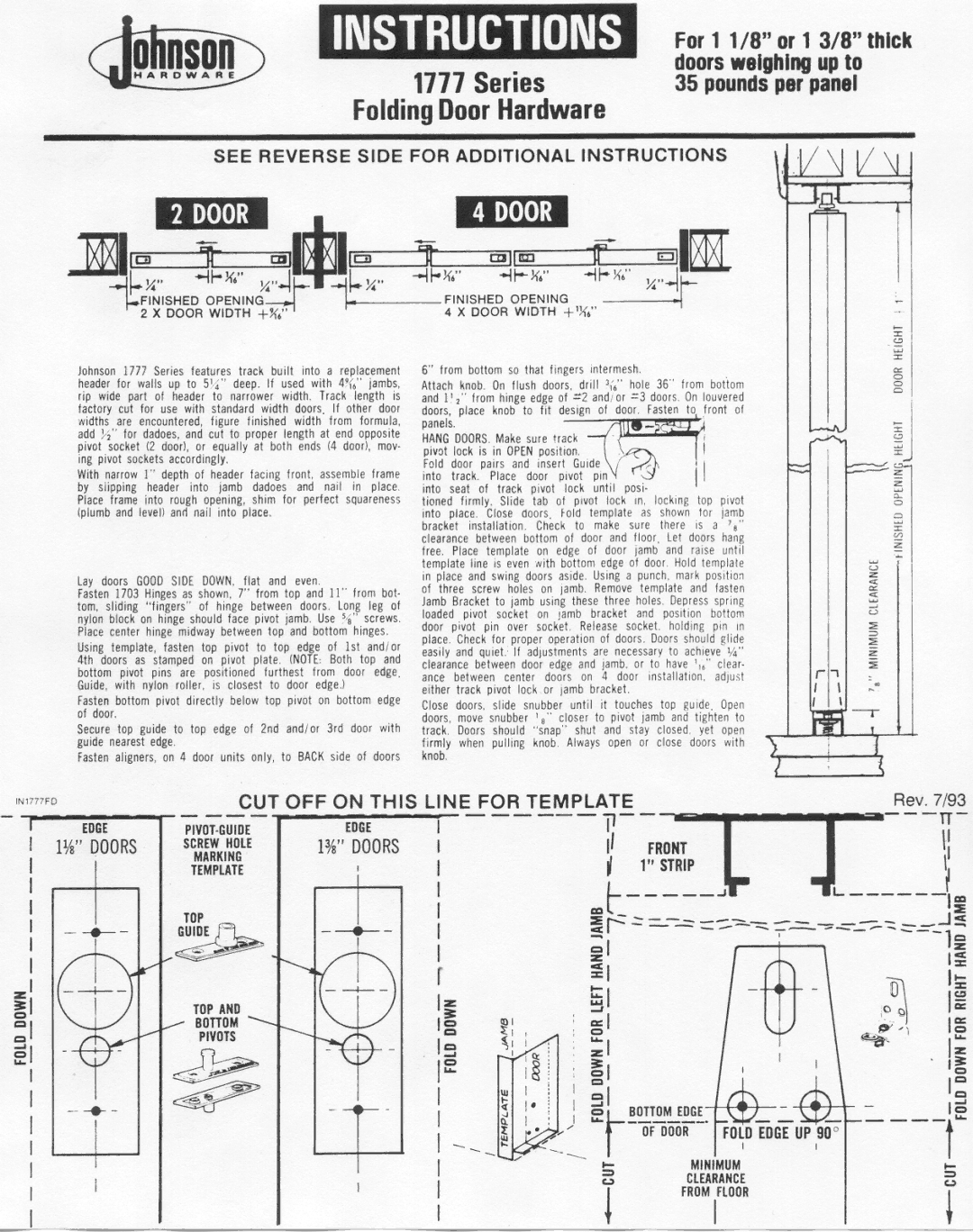 Johnson Hardware IN1777FD, 1777 Series manual 