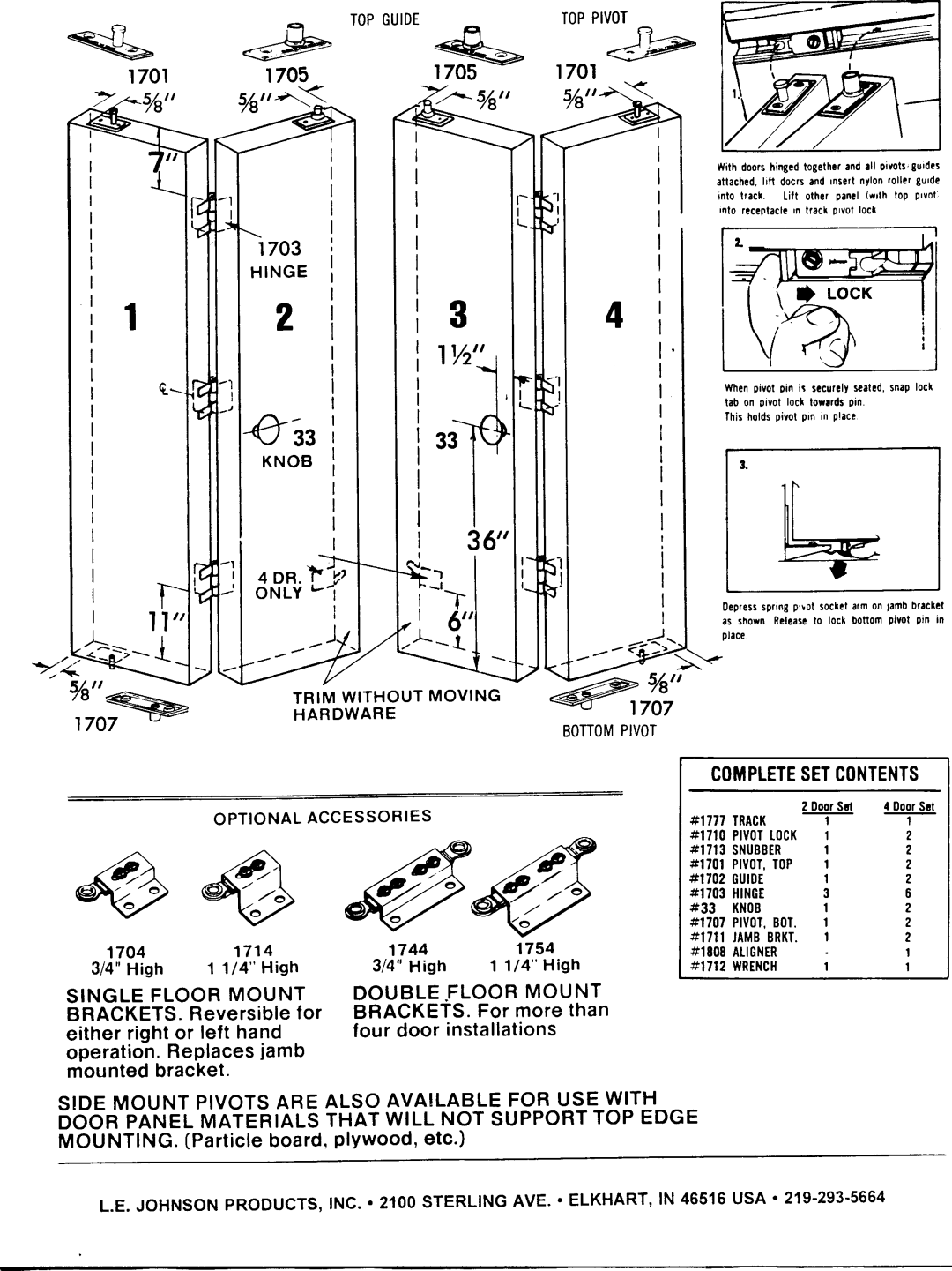 Johnson Hardware 1777 Series, IN1777FD manual 