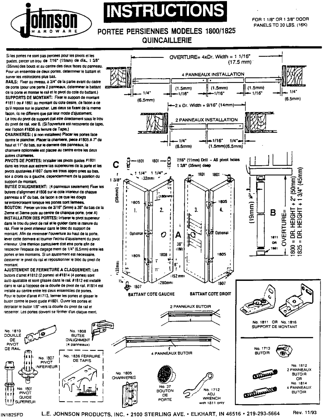 Johnson Hardware 1825 Series manual 