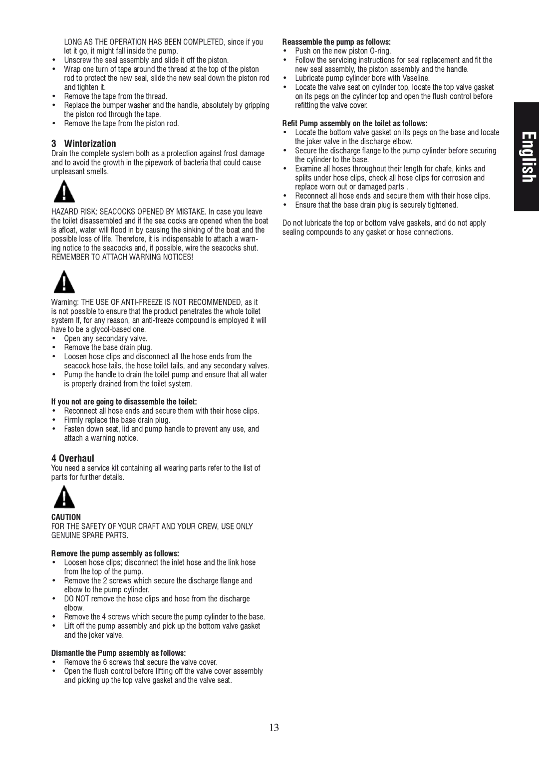 Johnson Hardware IB-412 R01 instruction manual Winterization, Overhaul 