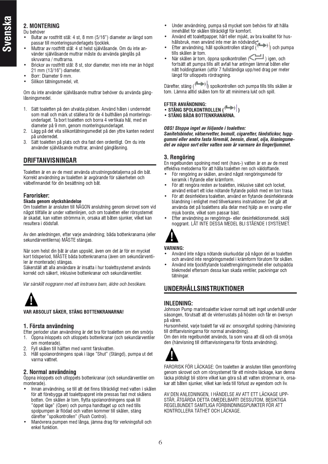 Johnson Hardware IB-412 R01 instruction manual Driftanvisningar, Underhållsinstruktioner, Montering, Inledning 