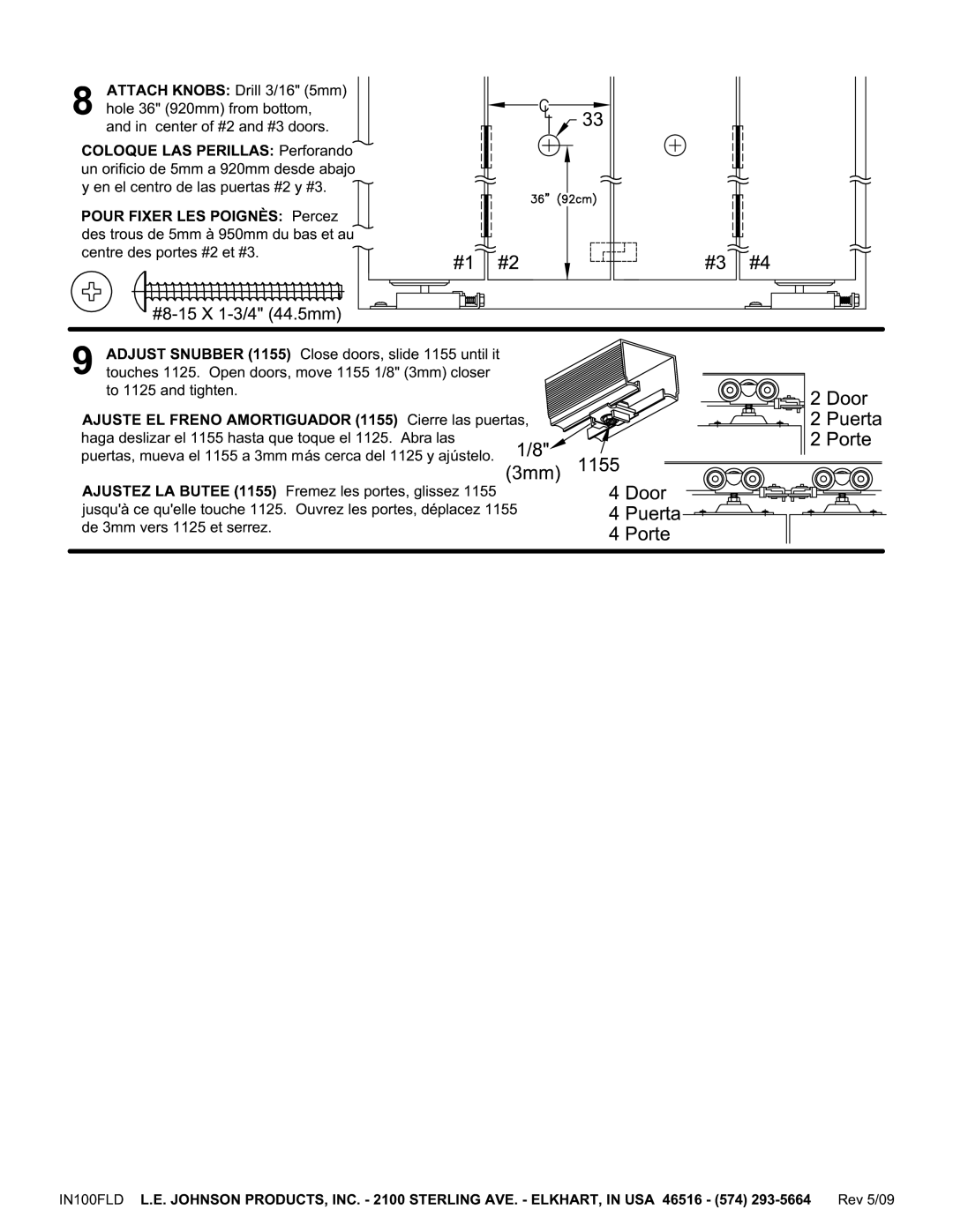 Johnson Hardware IN100FLD, 100FD Series manual 