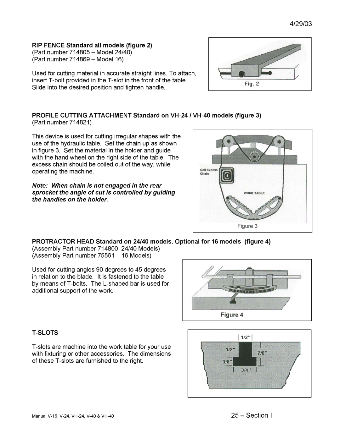 Johnson Hardware VH-40, VH-24, V-24, E-16, V-40, V-16, Johnson Vertical Band Saws instruction manual Slots 