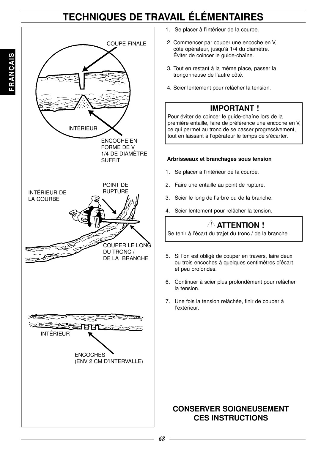 Jonsered 2116 EL manuel dutilisation Techniques DE Travail Élémentaires, Arbrisseaux et branchages sous tension 