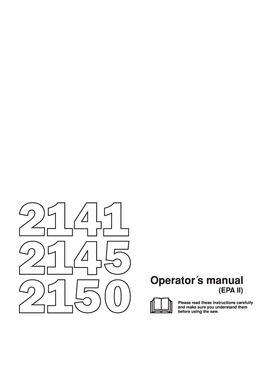 Jonsered 2145, 2141, 2150 manual Operator´s manual 