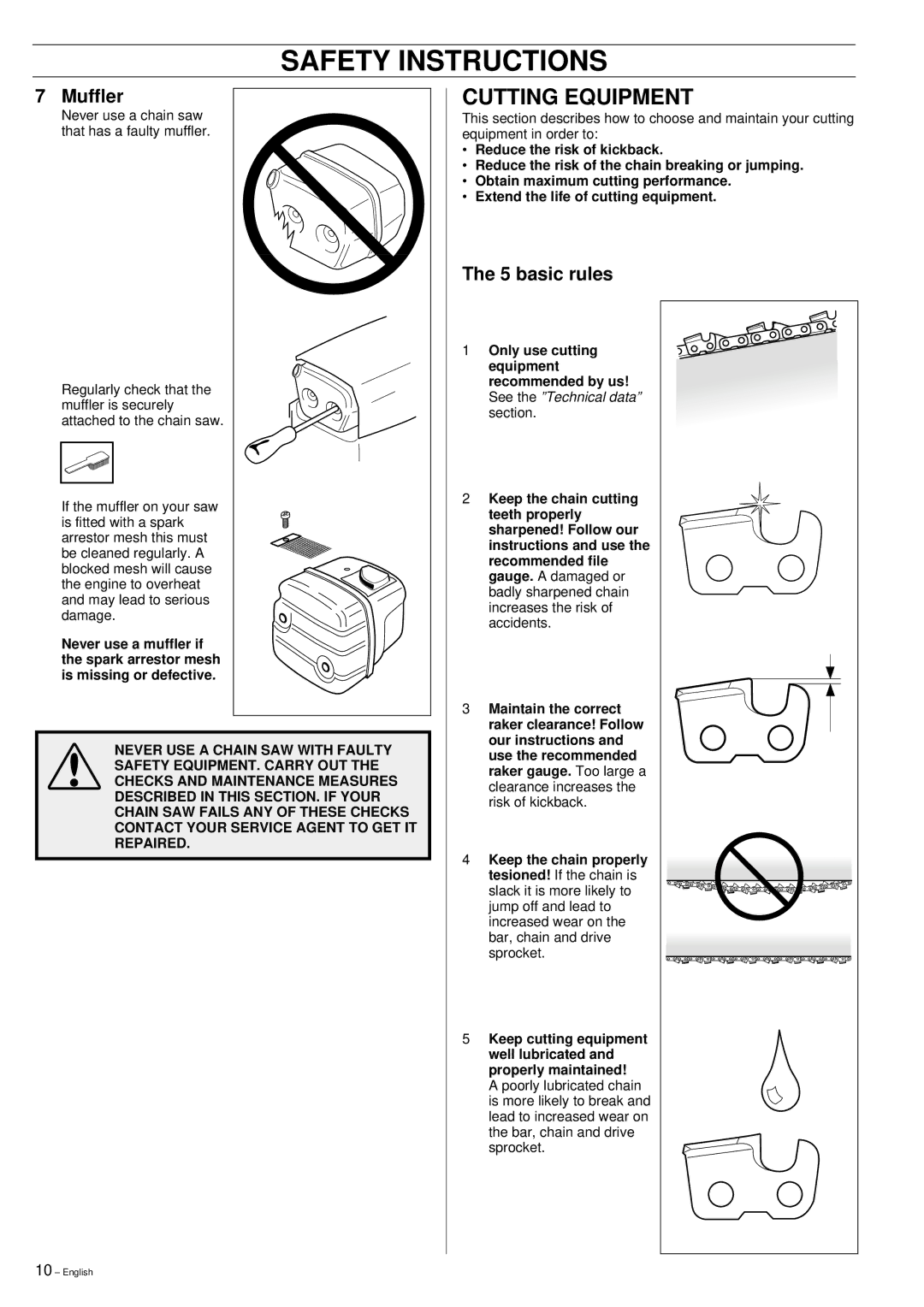 Jonsered 2159 manual Cutting Equipment, basic rules 