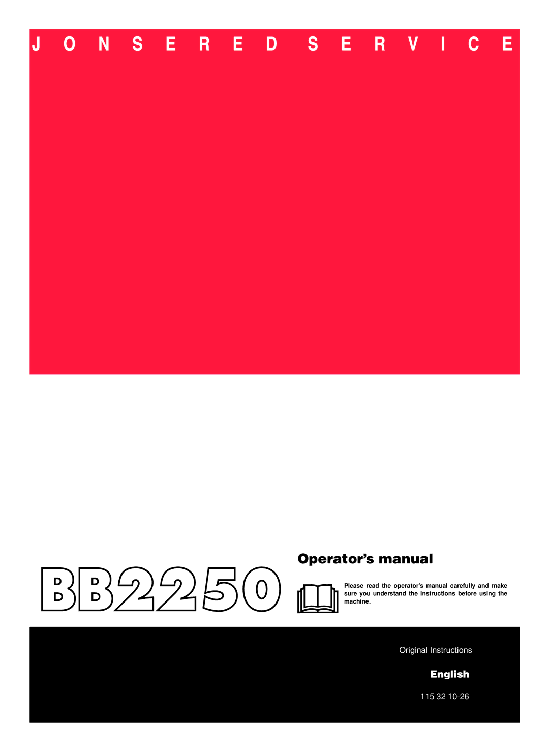 Jonsered BB2250 manual Operator’s manual 