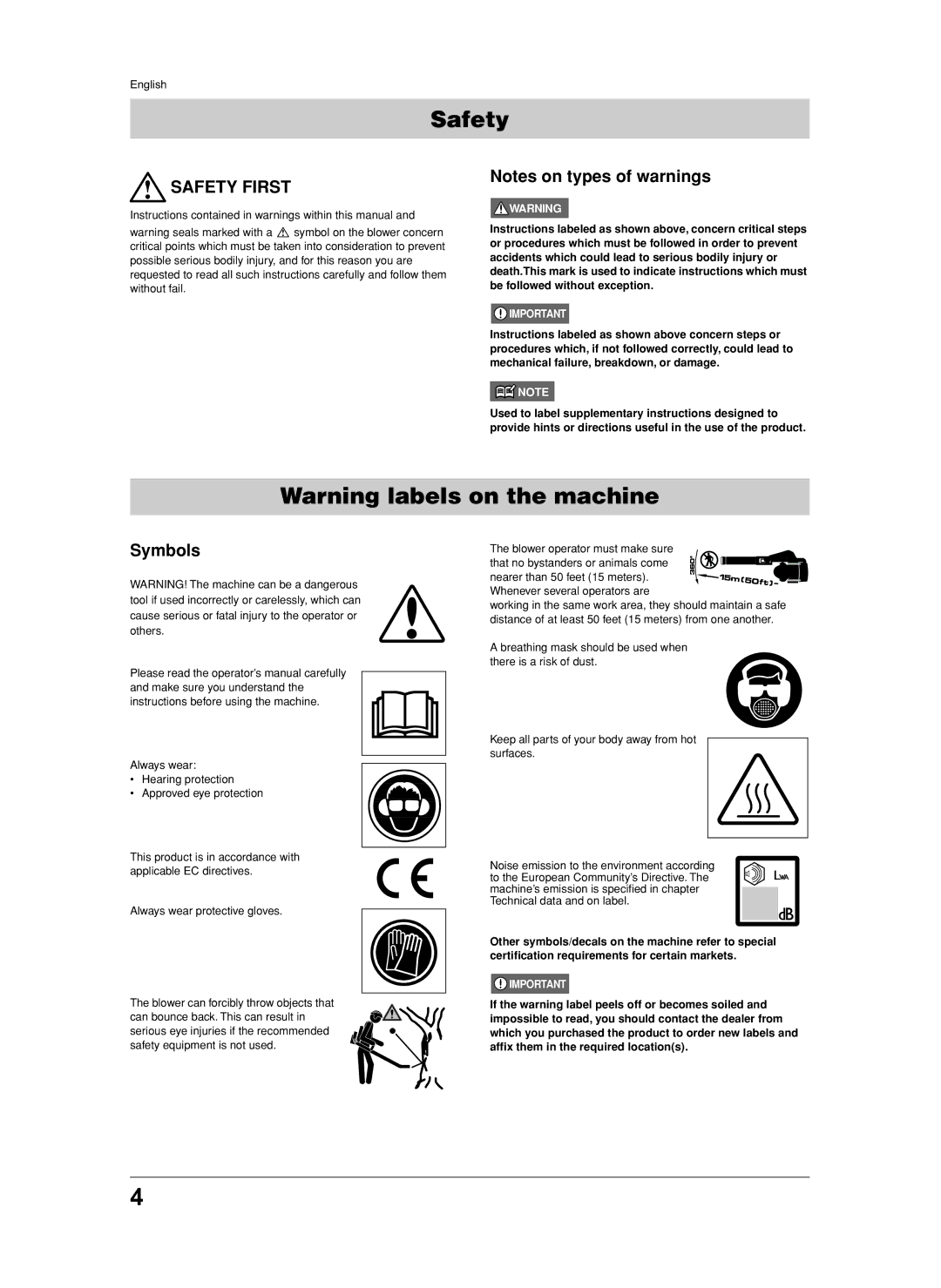 Jonsered BB2250 manual Safety First 