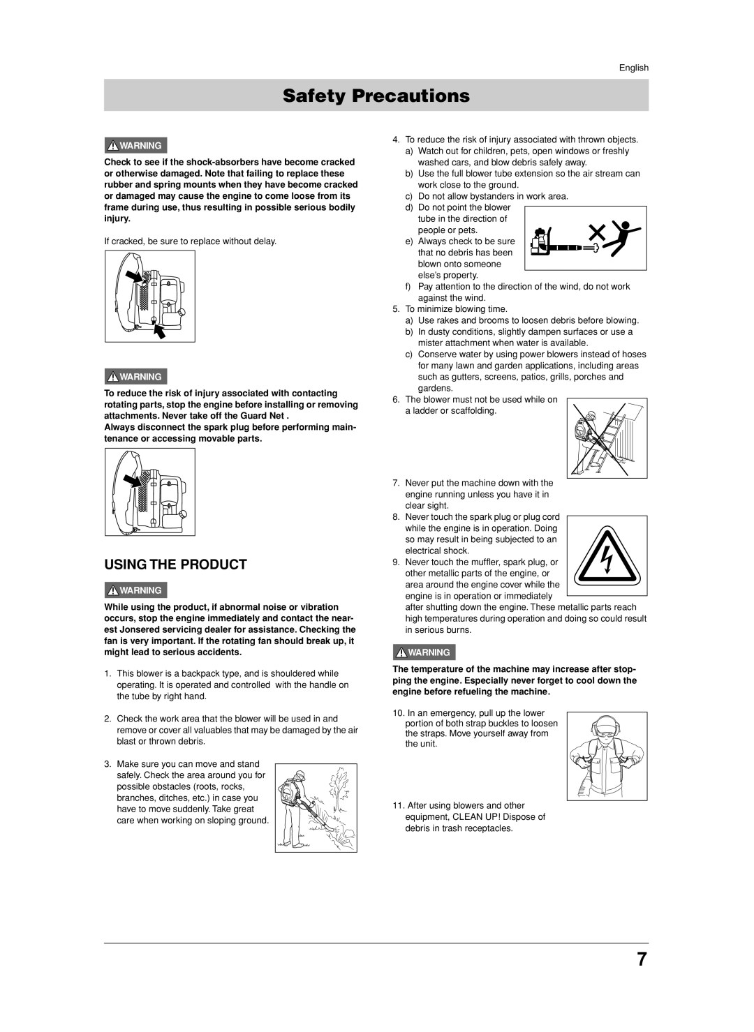 Jonsered BB2250 manual Using the Product 