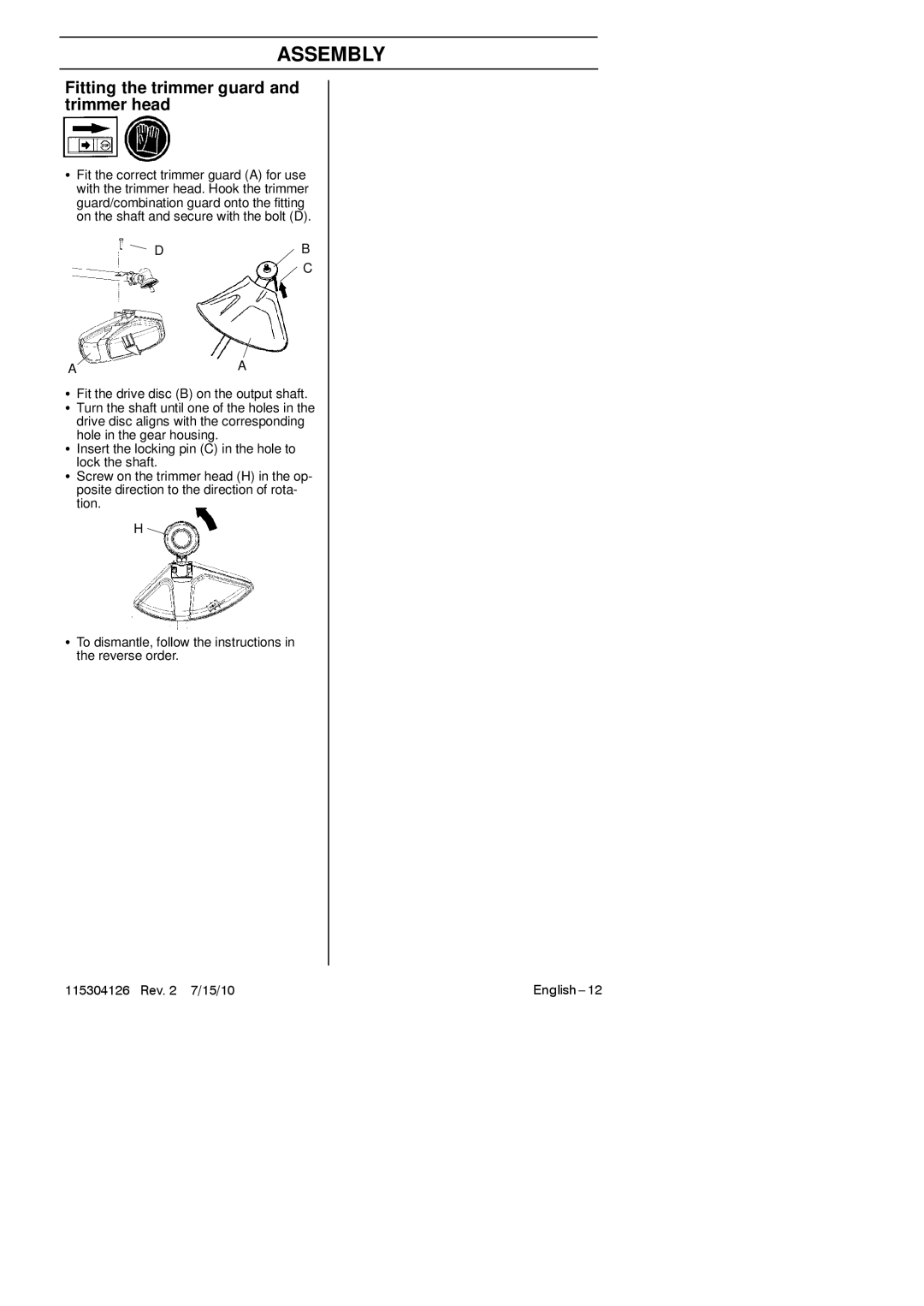 Jonsered BC 2128 manuel dutilisation Fitting the trimmer guard and trimmer head 