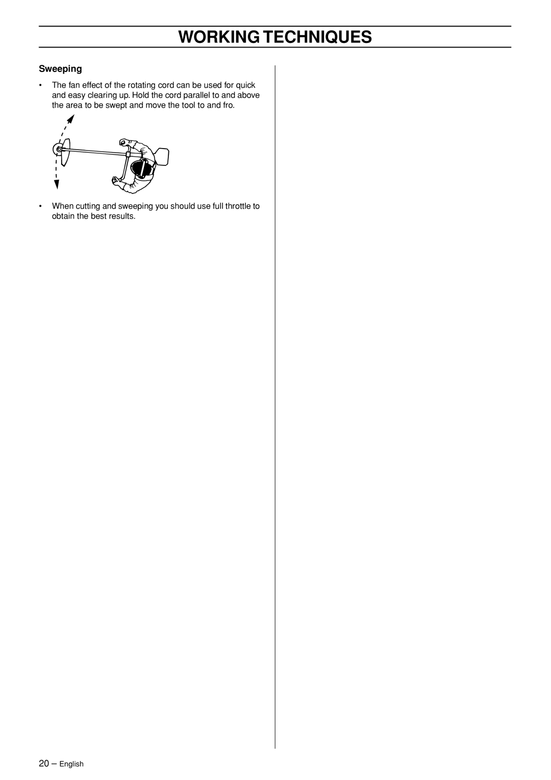 Jonsered BC2043, BC2053 manual Sweeping 