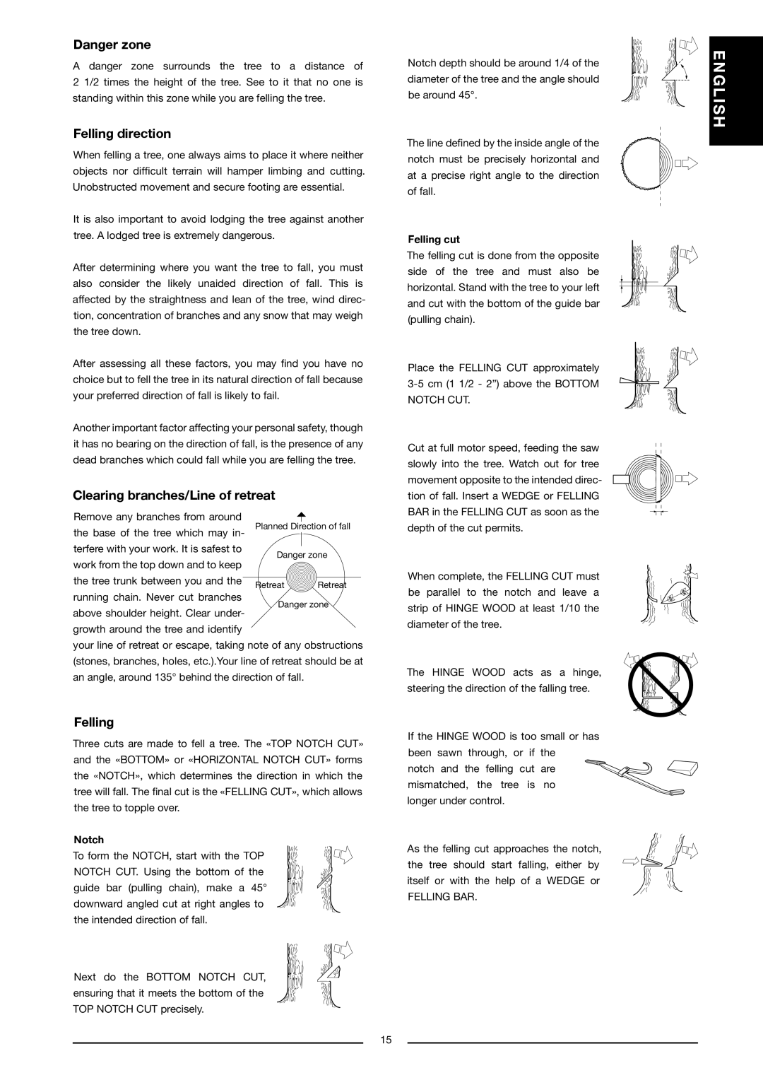 Jonsered CS 2117 EL, CS 2121 EL manual Felling, Notch 