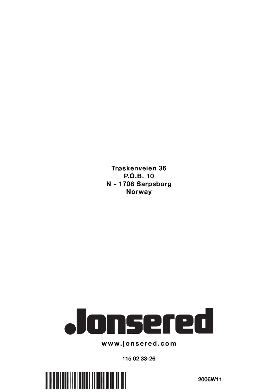 Jonsered CS 2121 EL, CS 2117 EL manual ´z+R7@¶6T¨ 2006W11 ´z+R7@¶6T¨ 