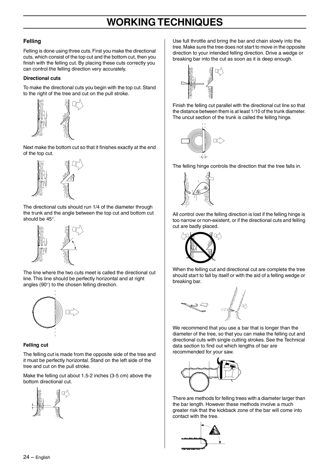 Jonsered CS 2135T manual Directional cuts, Felling cut 