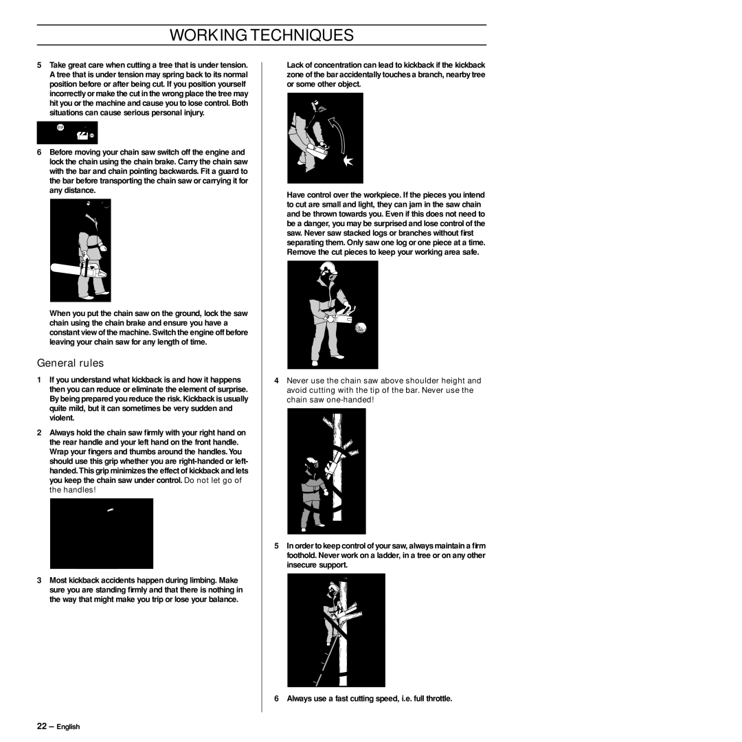 Jonsered CS 2141S, CS 2145S manual General rules 