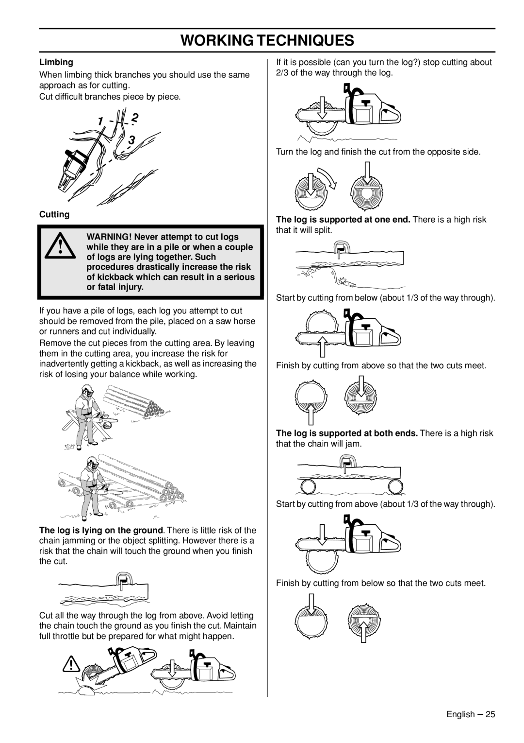 Jonsered CS 2152 EPA III, CS 2153 EPA I manual Limbing 