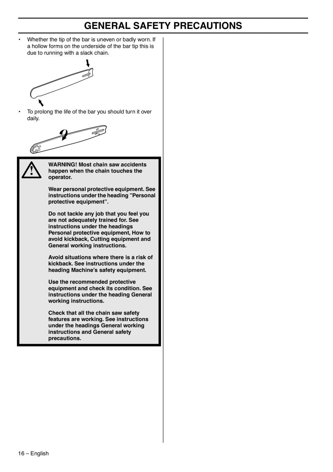 Jonsered CS 2188 manual General Safety Precautions 