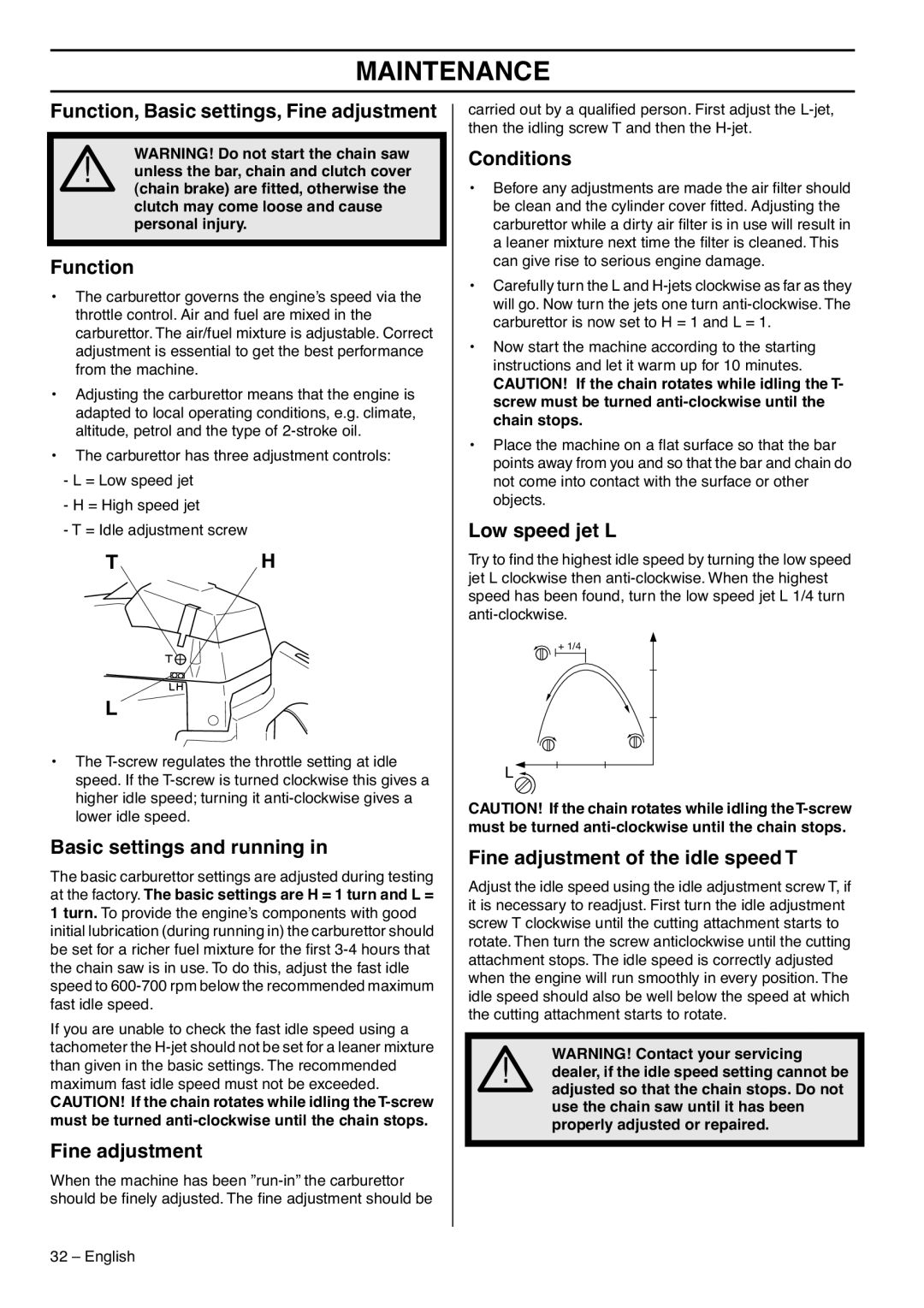 Jonsered CS 2188 manual + 1/4 