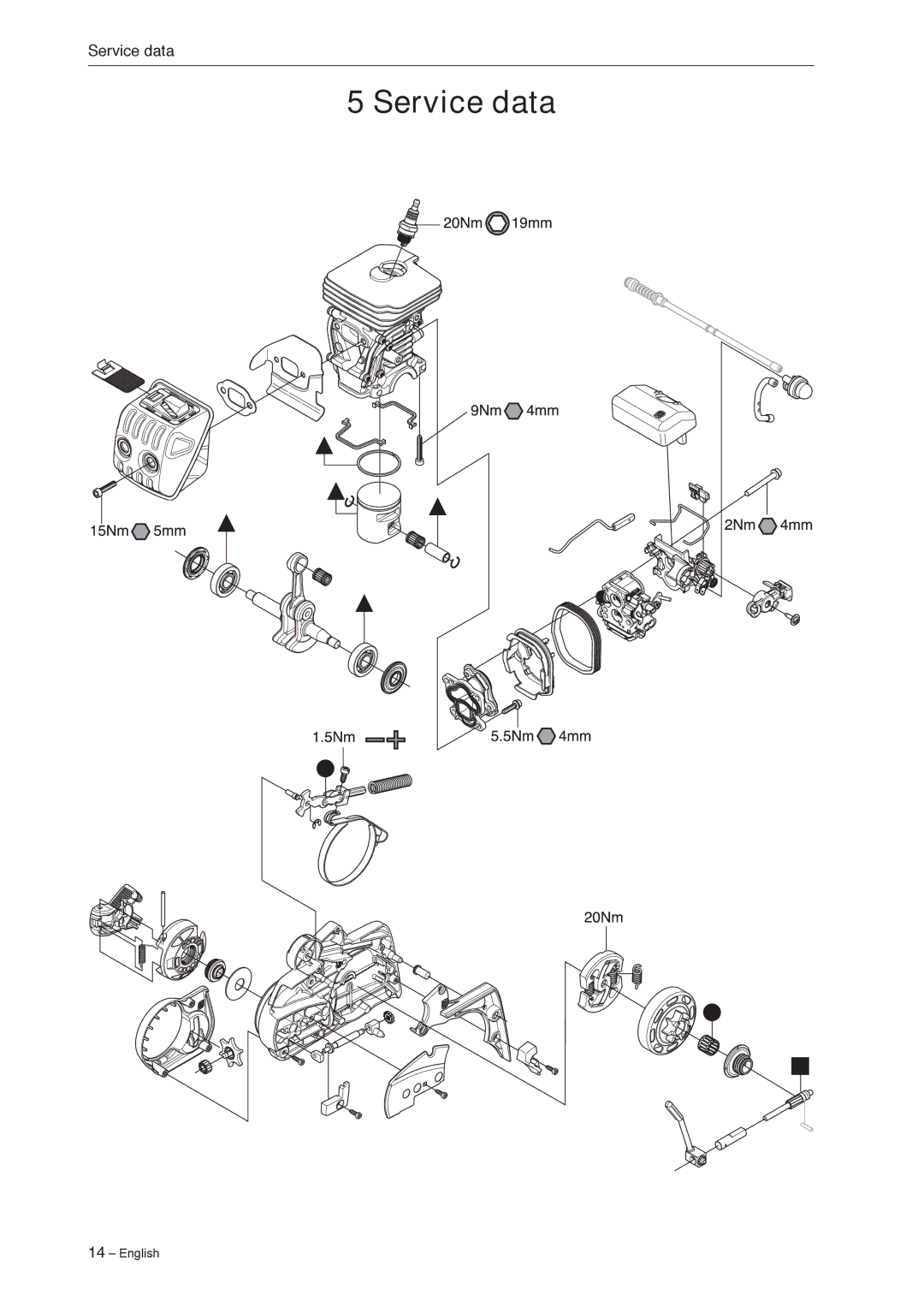 Jonsered CS 2240 manual Service data 