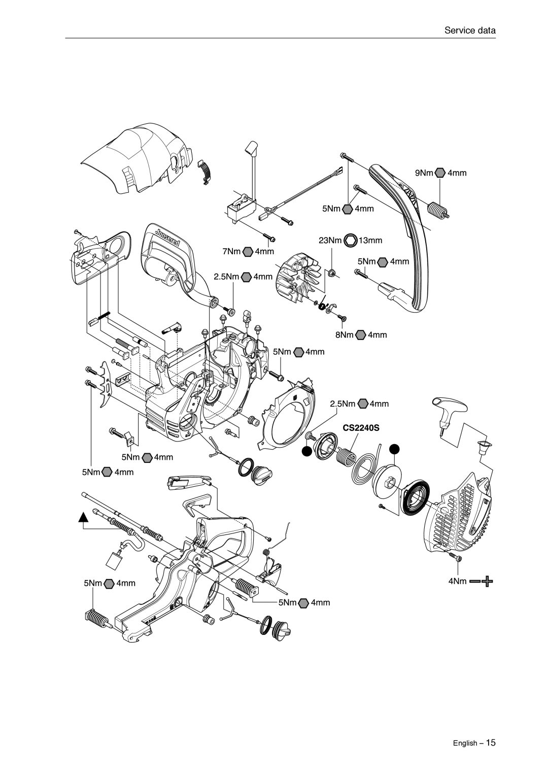 Jonsered CS 2240 manual Service data 