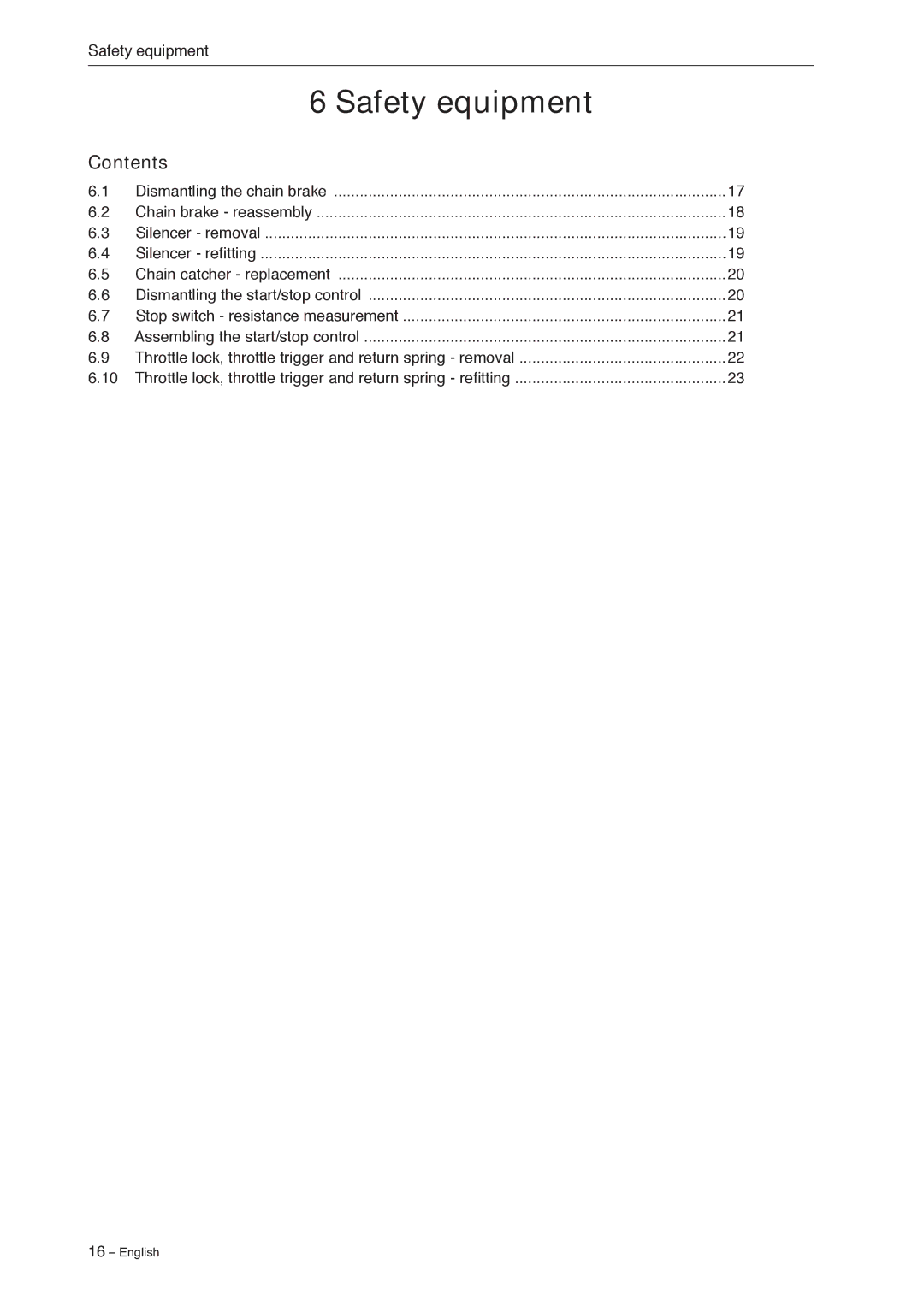 Jonsered CS 2240 manual Safety equipment, Contents 