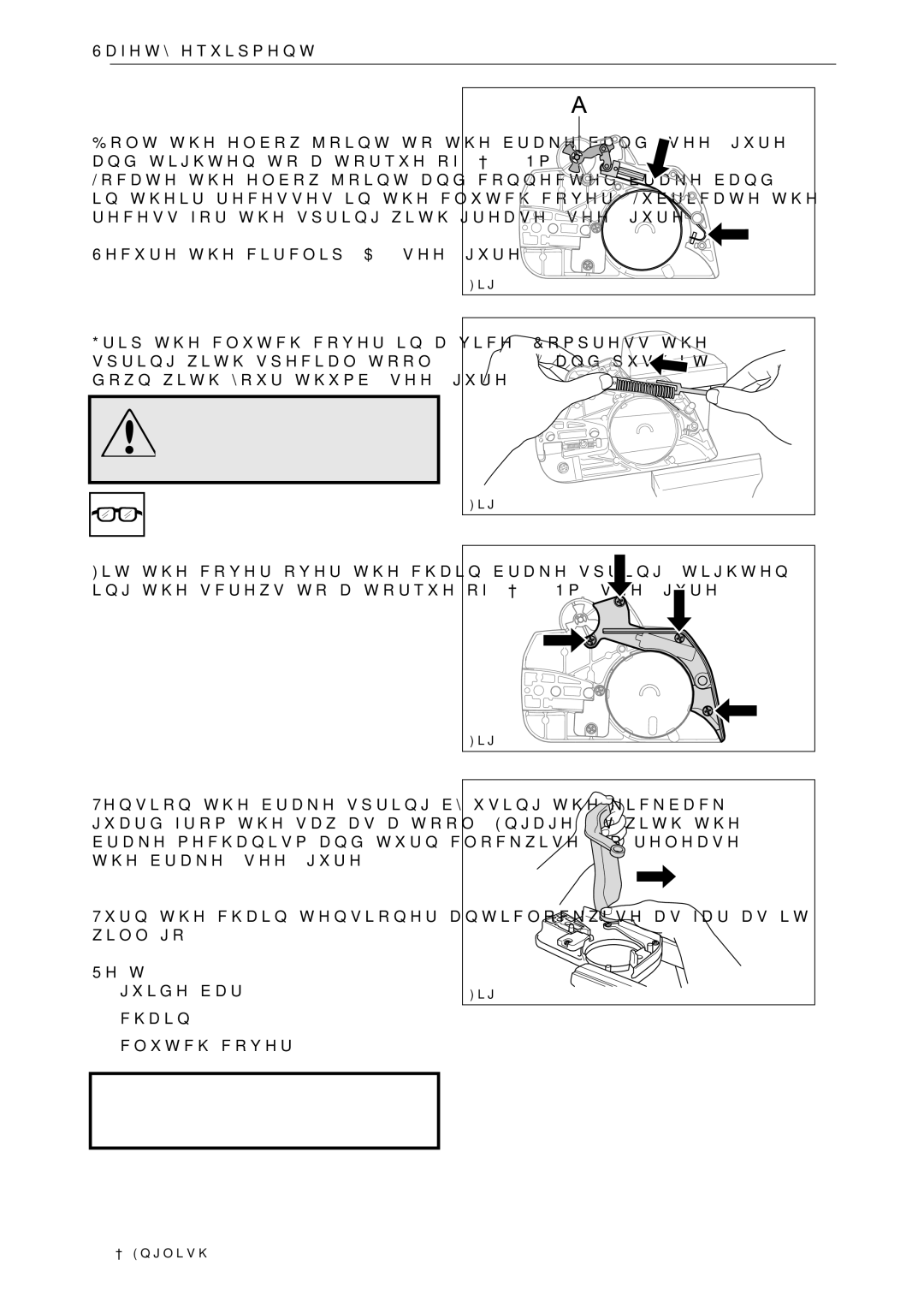 Jonsered CS 2240 manual Chain brake reassembly 