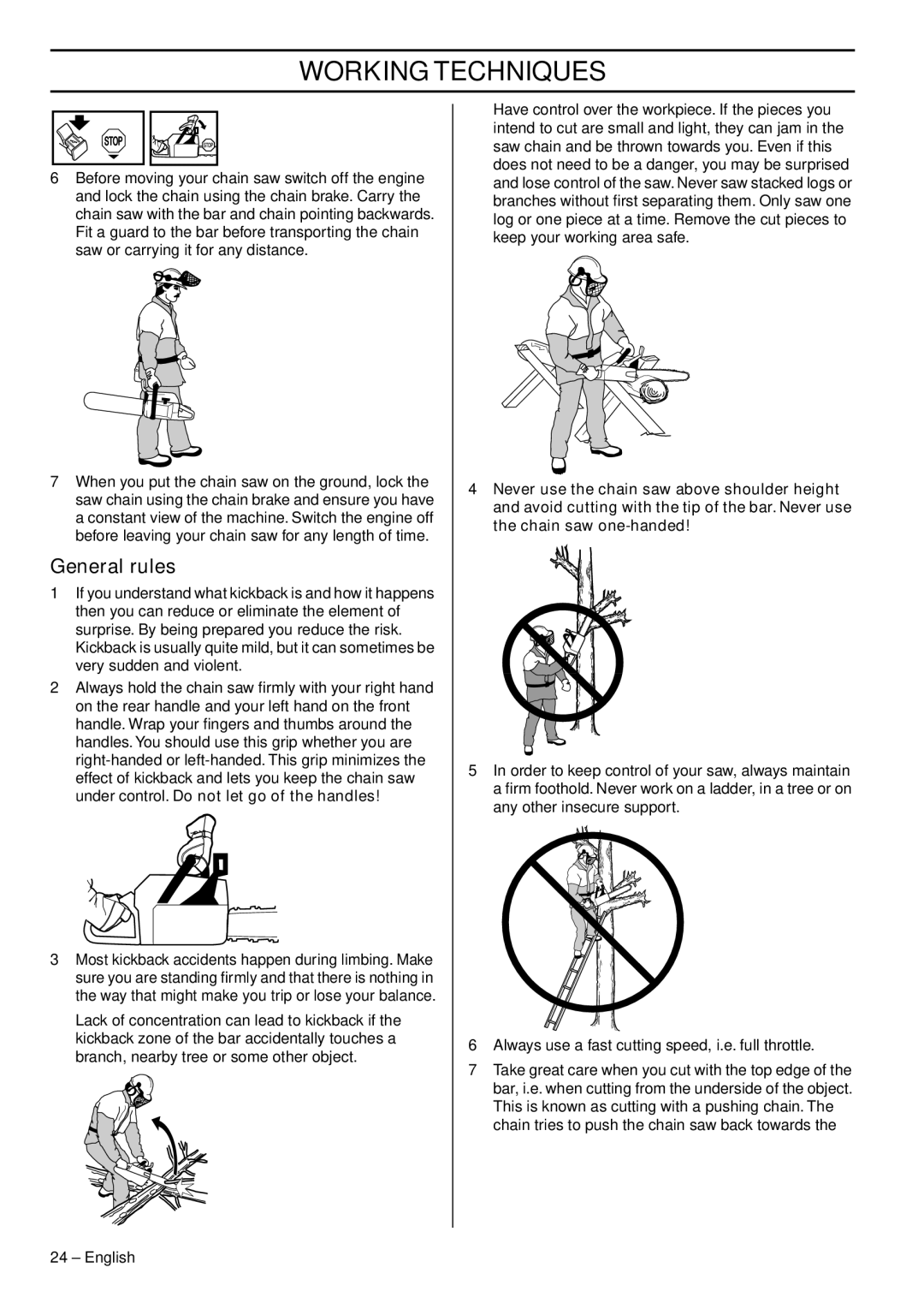 Jonsered CS 2245S, CS 2250S manual General rules 