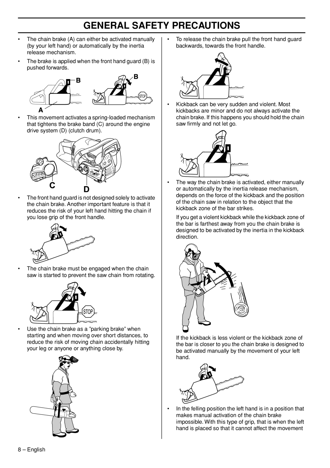 Jonsered CS 2250S, CS 2245S manual General Safety Precautions 