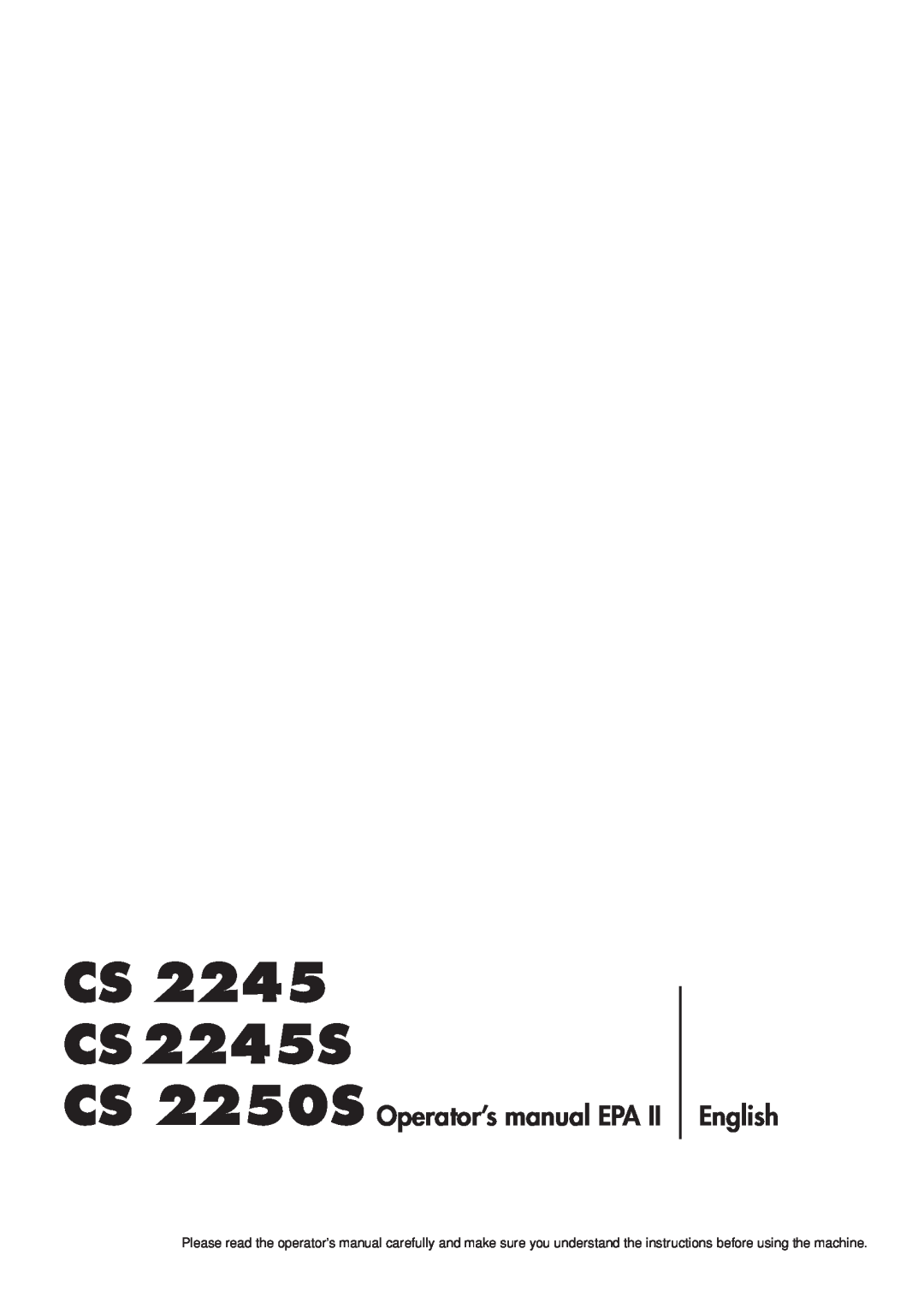 Jonsered manual CS CS 2245S, CS 2250S Operator’s manual EPA, English 