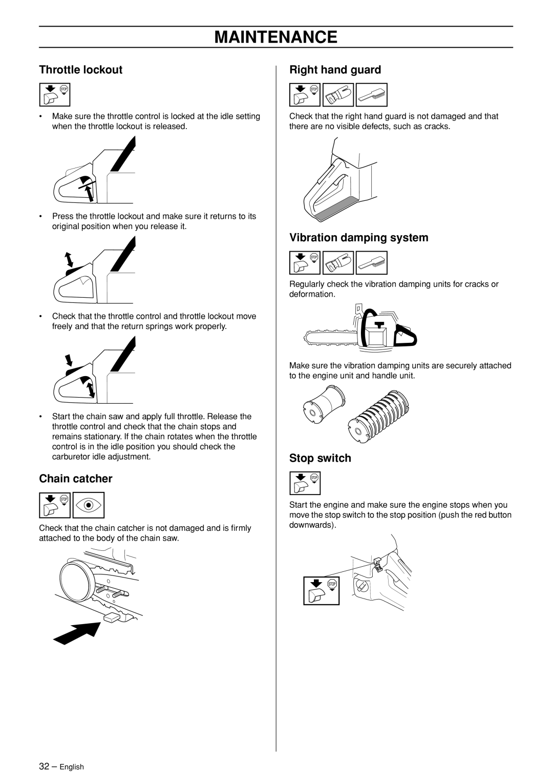 Jonsered CS 2255 manual Throttle lockout 