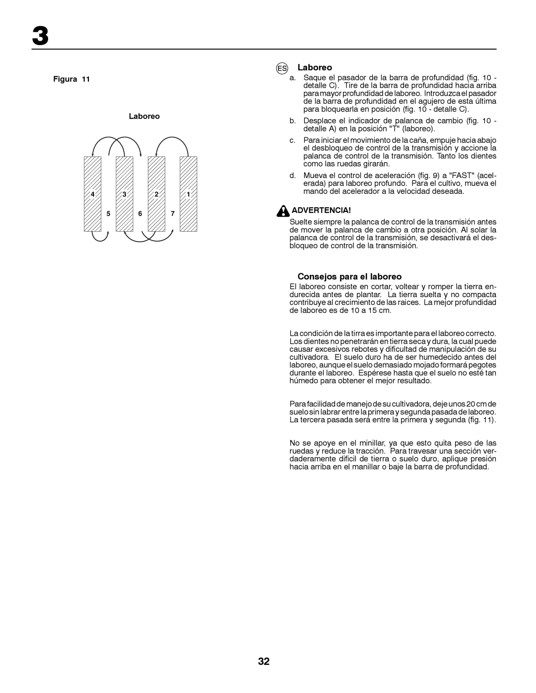 Jonsered CT2105 R instruction manual Laboreo, Consejos para el laboreo 