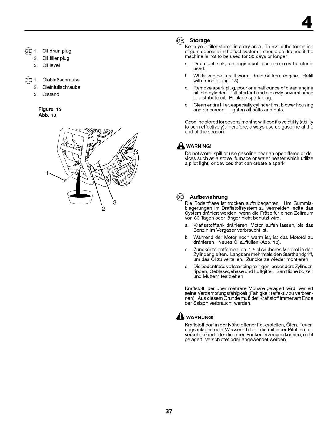 Jonsered CT2105 R instruction manual Storage, Aufbewahrung 