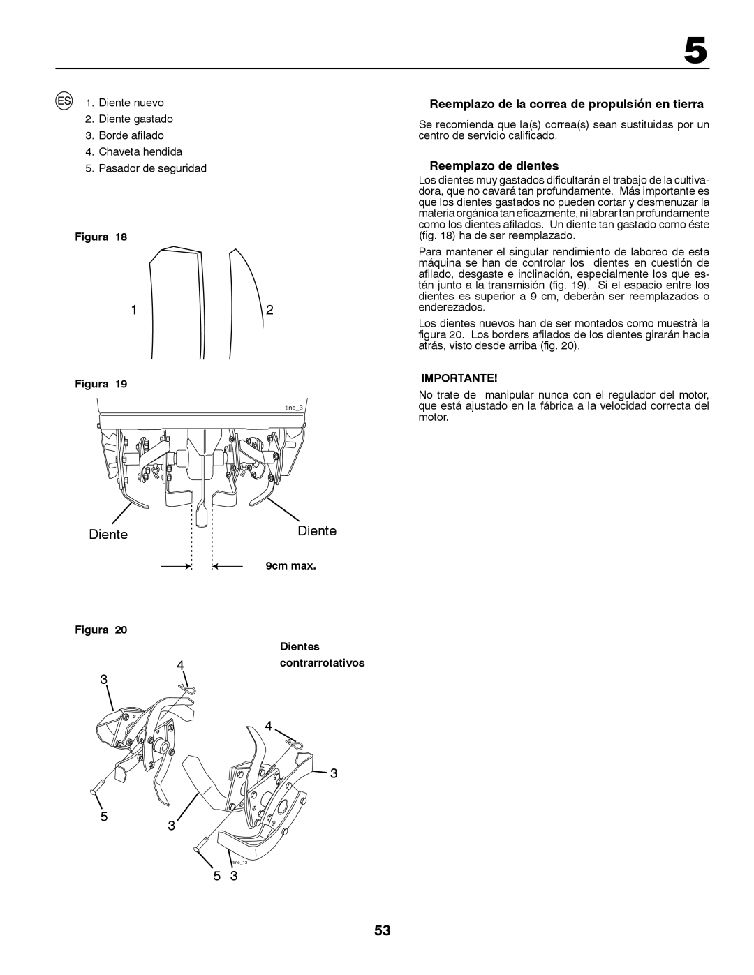 Jonsered CT2105 R instruction manual Reemplazo de la correa de propulsión en tierra, Reemplazo de dientes, 9cm max 